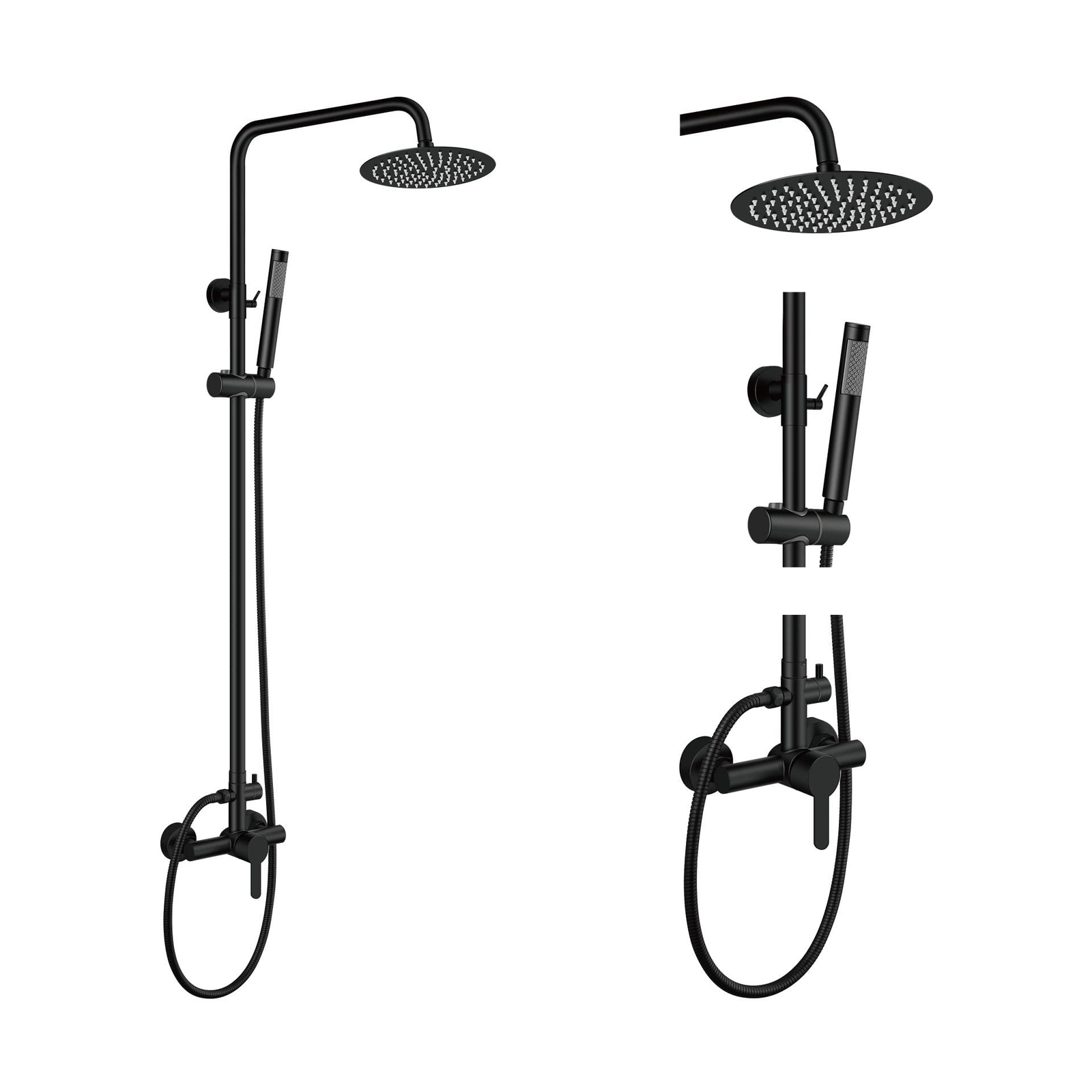 Aolemi Matte Black Outdoor Shower Faucet SUS304 Shower Fixture Combo Set Stai...