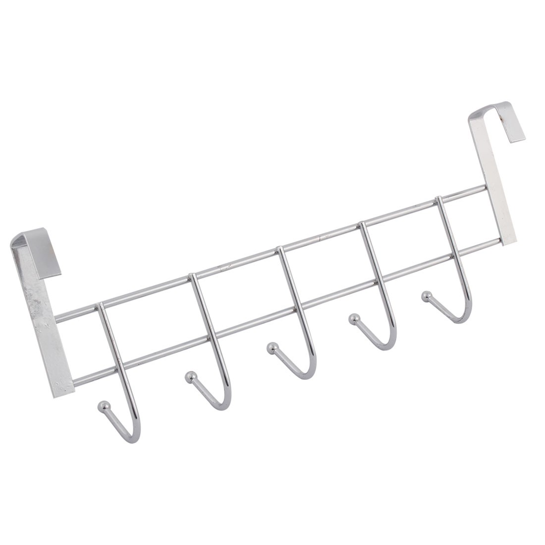 Household Bathroom Metal 5 Hooks Towel Clothing Belt Hanger Hook Silver