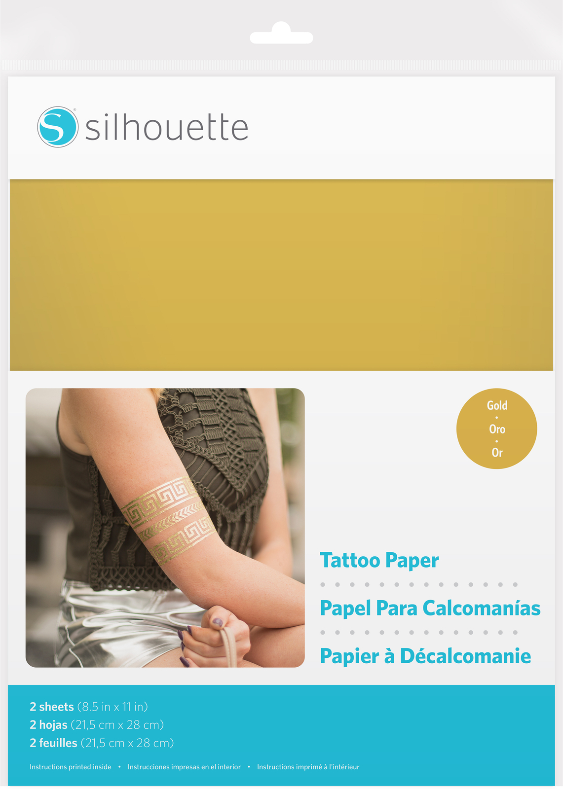 Silhouette 8.5"X11" Temporary Tattoo Paper 2/Pkg-Gold