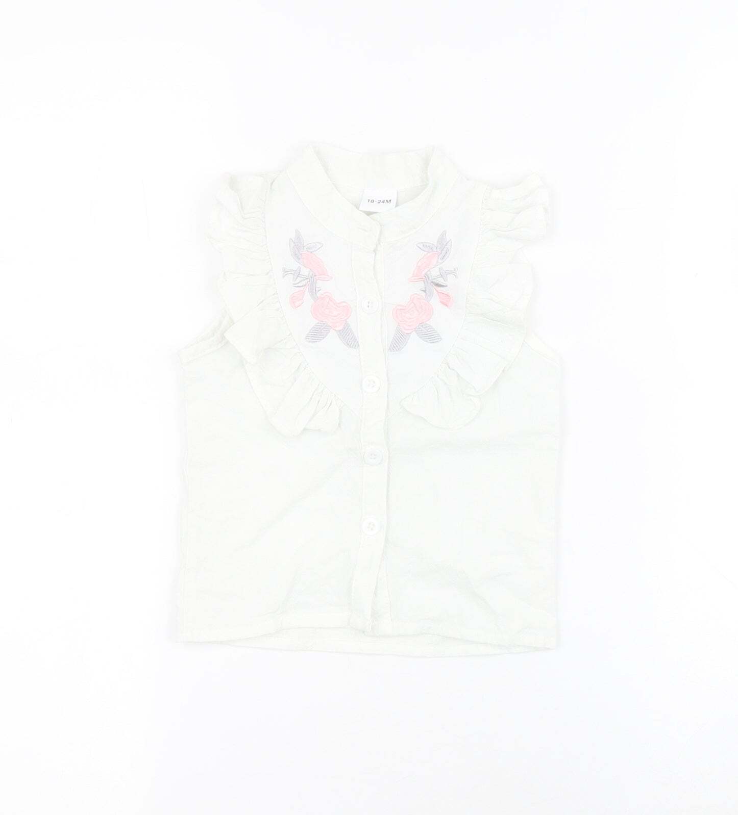 SheIn Baby White 100% Cotton Basic Button-Up Size 18-24 Months Collared Button