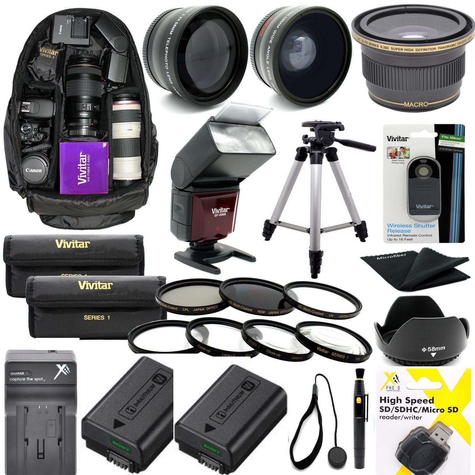 SONY ALPHA A7 II COMPLETE HD 55MM ACCESSORY KIT LENSES TRIPOD BACKPACK FLASH