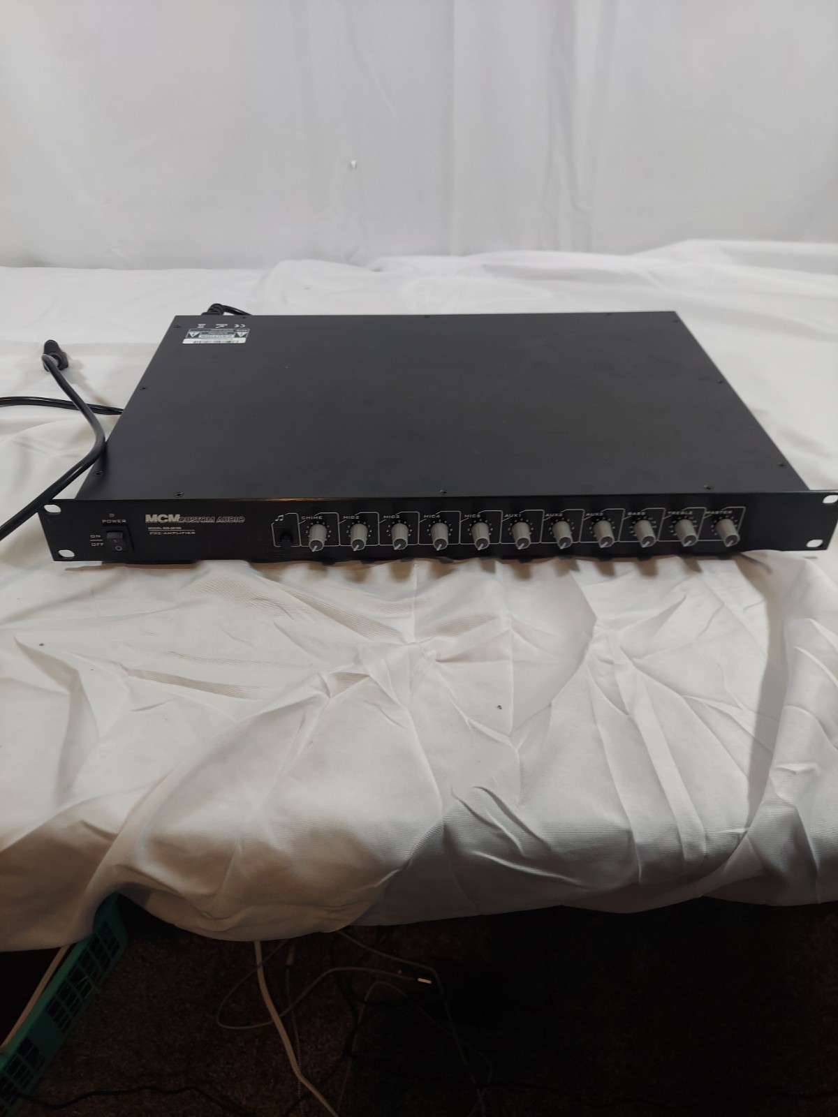 MCM Custom Audio 555‑26100 5‑Mic / 3‑Aux Priority PA Mixer Preamplifier, Used