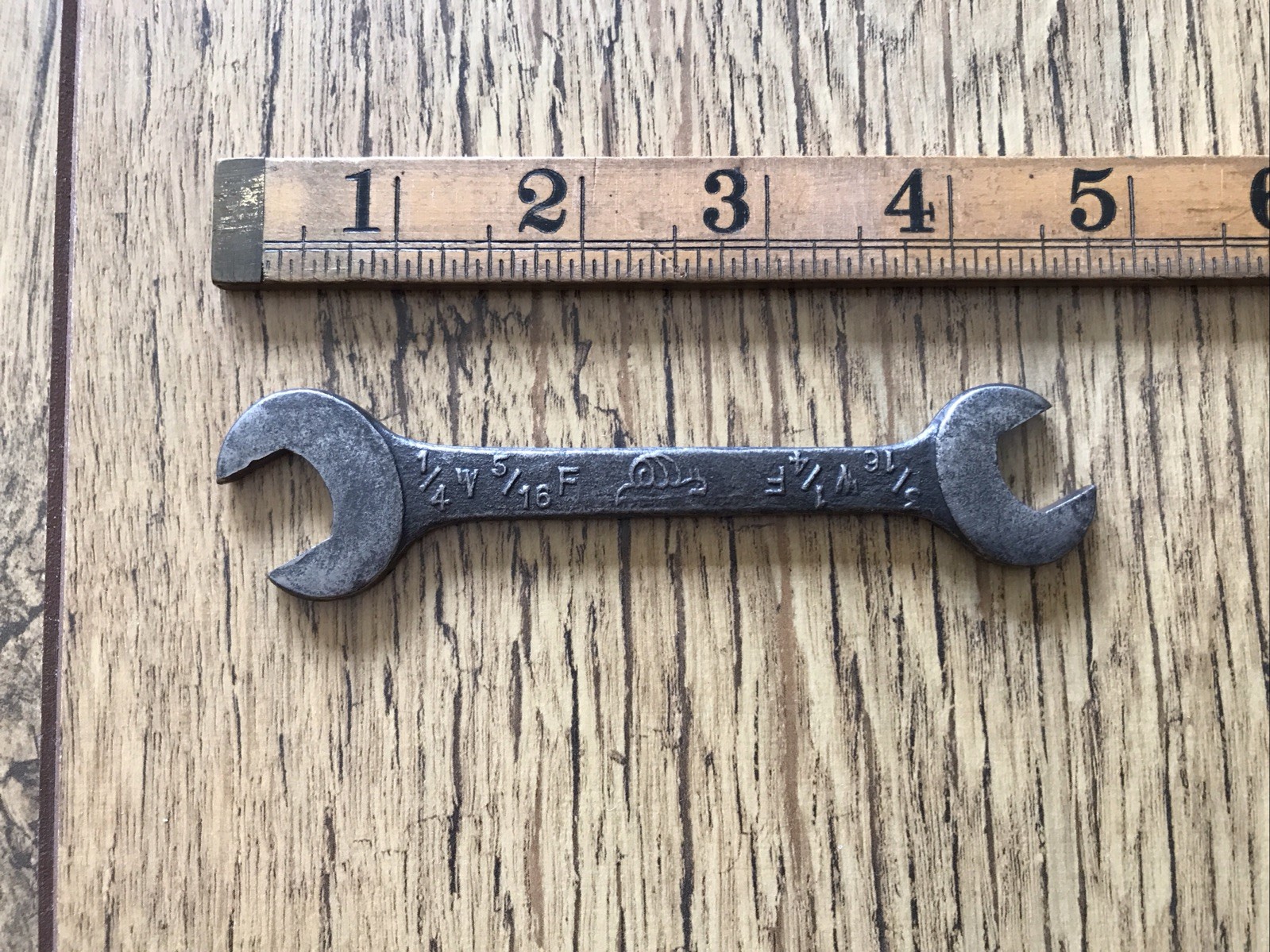 Vintage 1940s Snail Brand 1/4” X 3/16” Whitworth Open Ended Spanner.