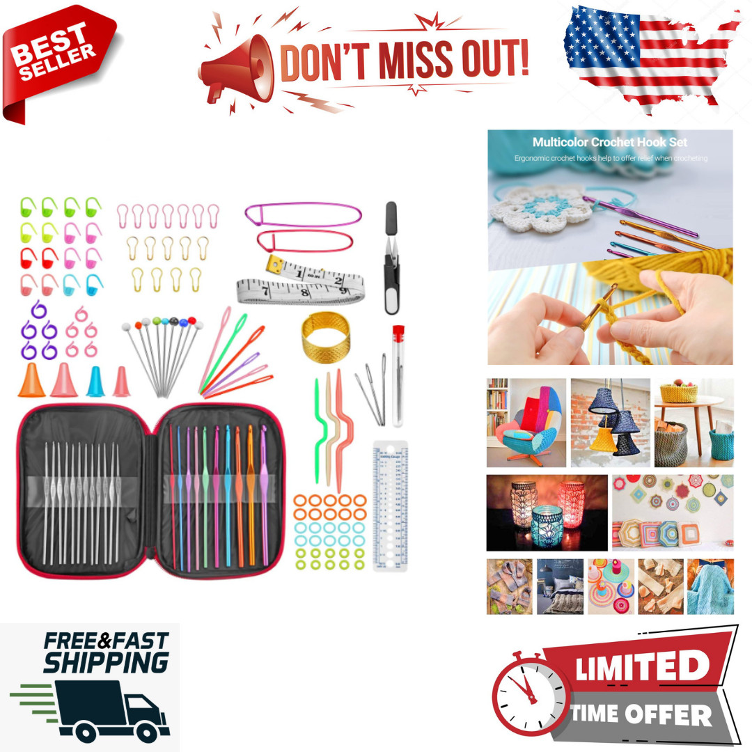 100-Piece Crochet Hook and Knitting Tool Set with Accessories