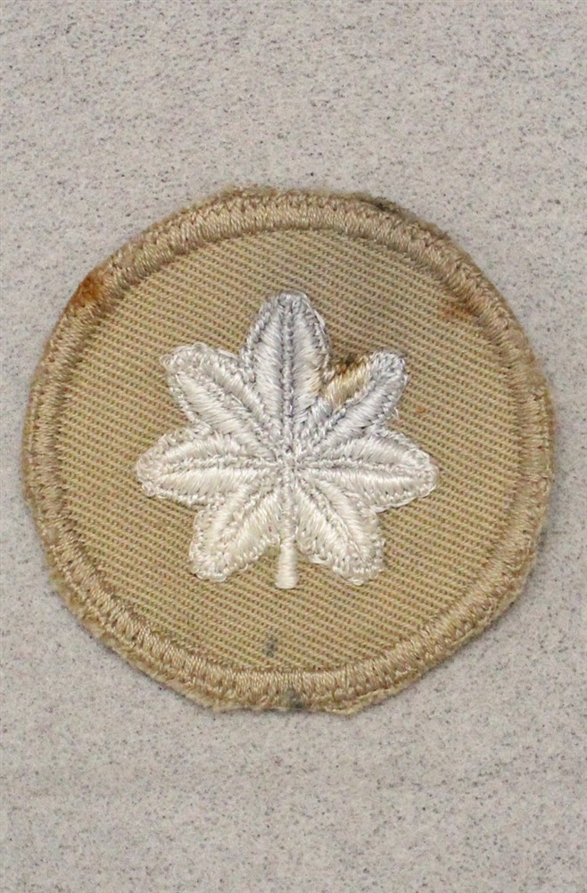 Cloth Army Cap Patch 057: Lt Colonel - 1930's/WWII era on khaki twill