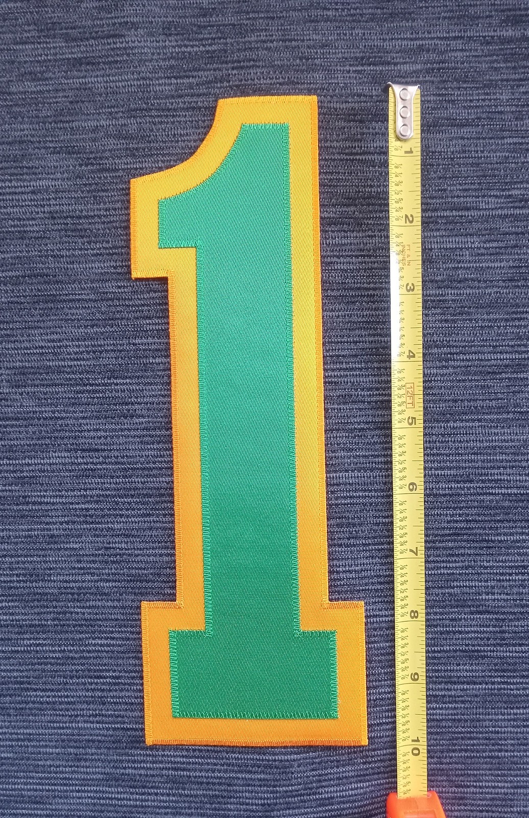 10-Inch Twill Jersey Patch #1 w/Embroidered Edge -- Green and Gold