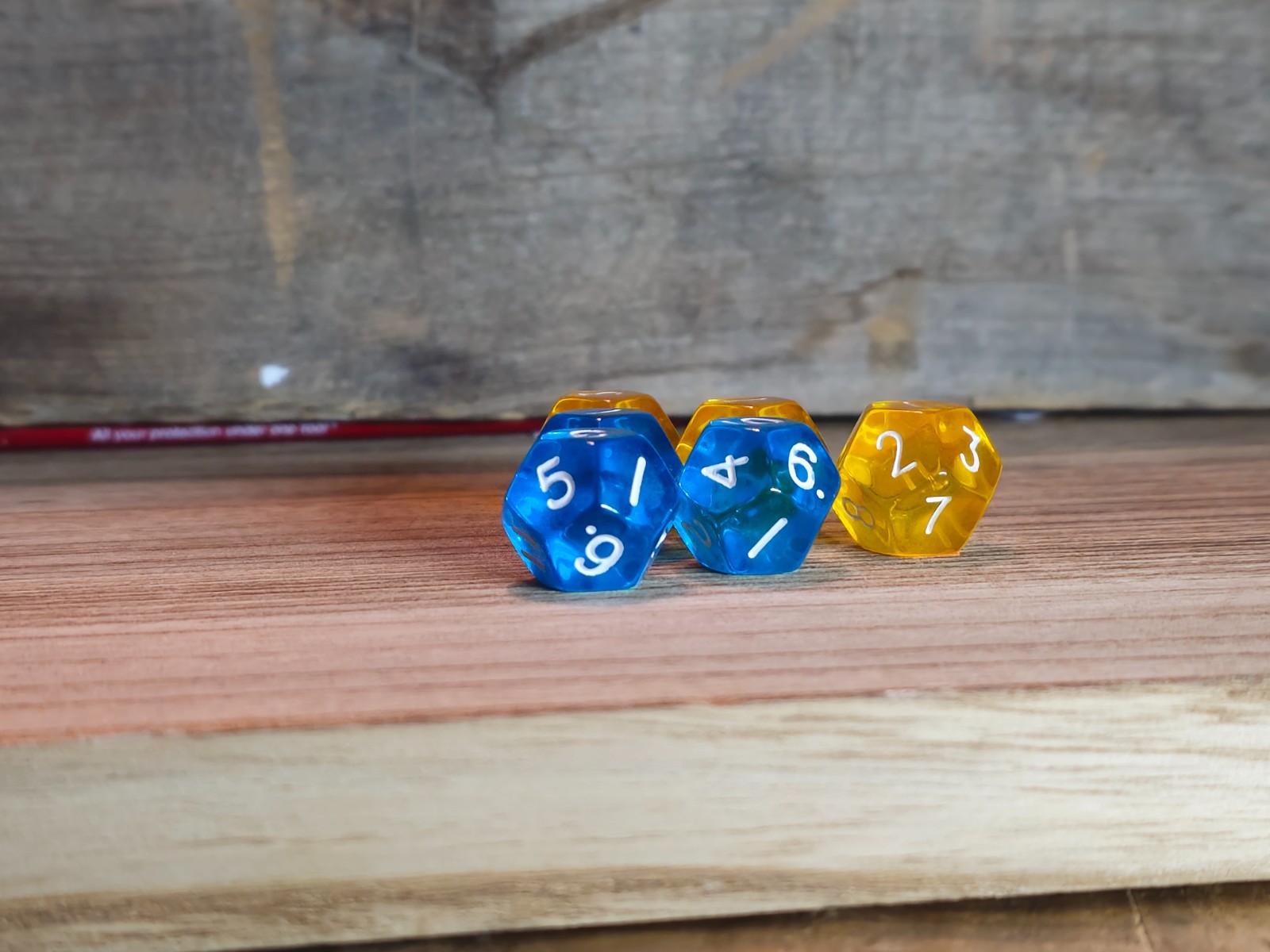 Chessex Assortment of 6 D12 Dice (Blue and Yellow Translucent)