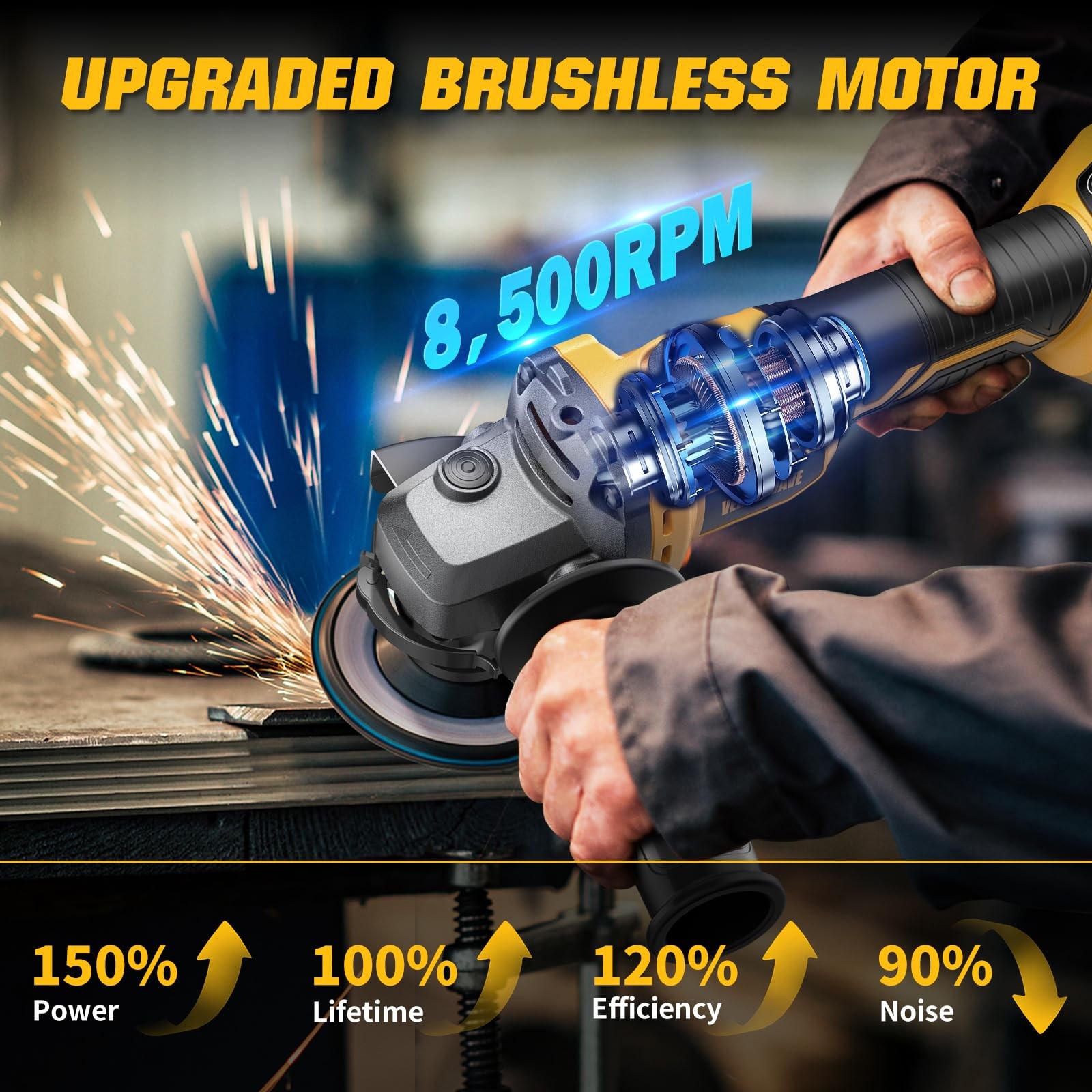 Cordless Angle Grinder 41/2 Inch Brushless Variable Speed Tool Only