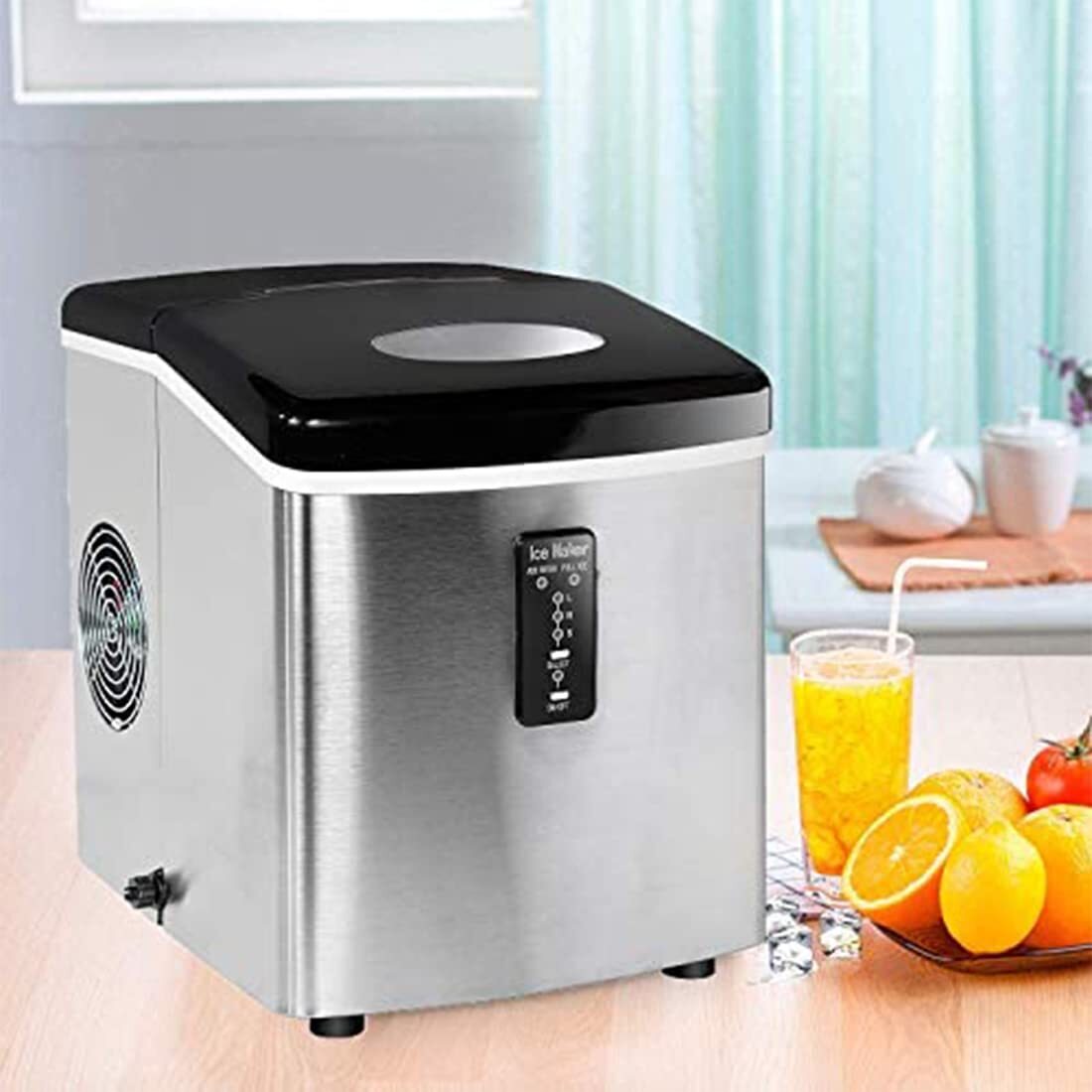 Smad Countertop Ice Maker Stainless Steel Ice Making Machine 33lbs/24h