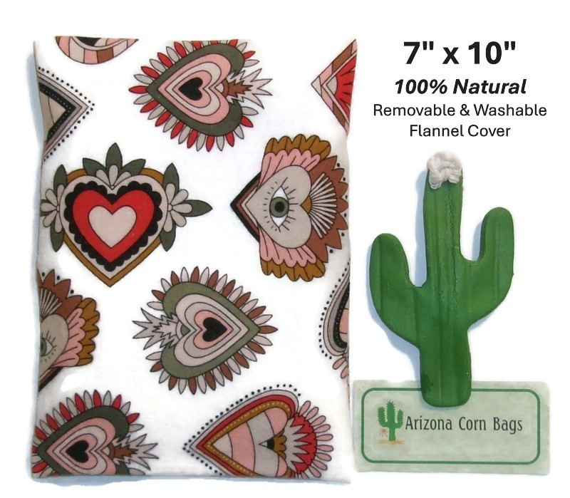 CORN Heating Bag Pad Pack w/WASHABLE Flannel Cover 7" x 10" ~100% Natural!