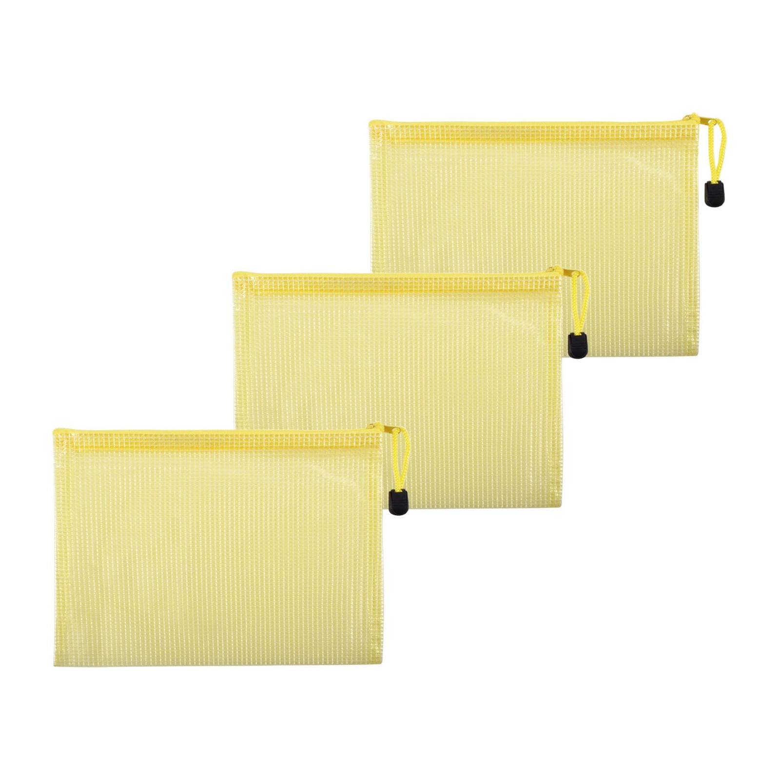 3 PCS B6 Mesh Zipper Pouch Bags 5.31x7.68 Inch Waterproof Organization Yellow