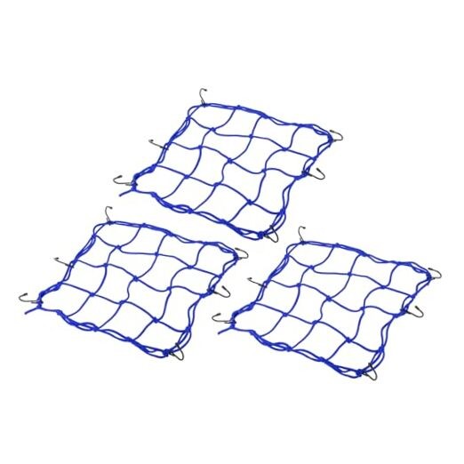 Bungee Cargo Net, 3 Pack High Elastic Motorcycle Luggage 11.8"x11.8" Blue