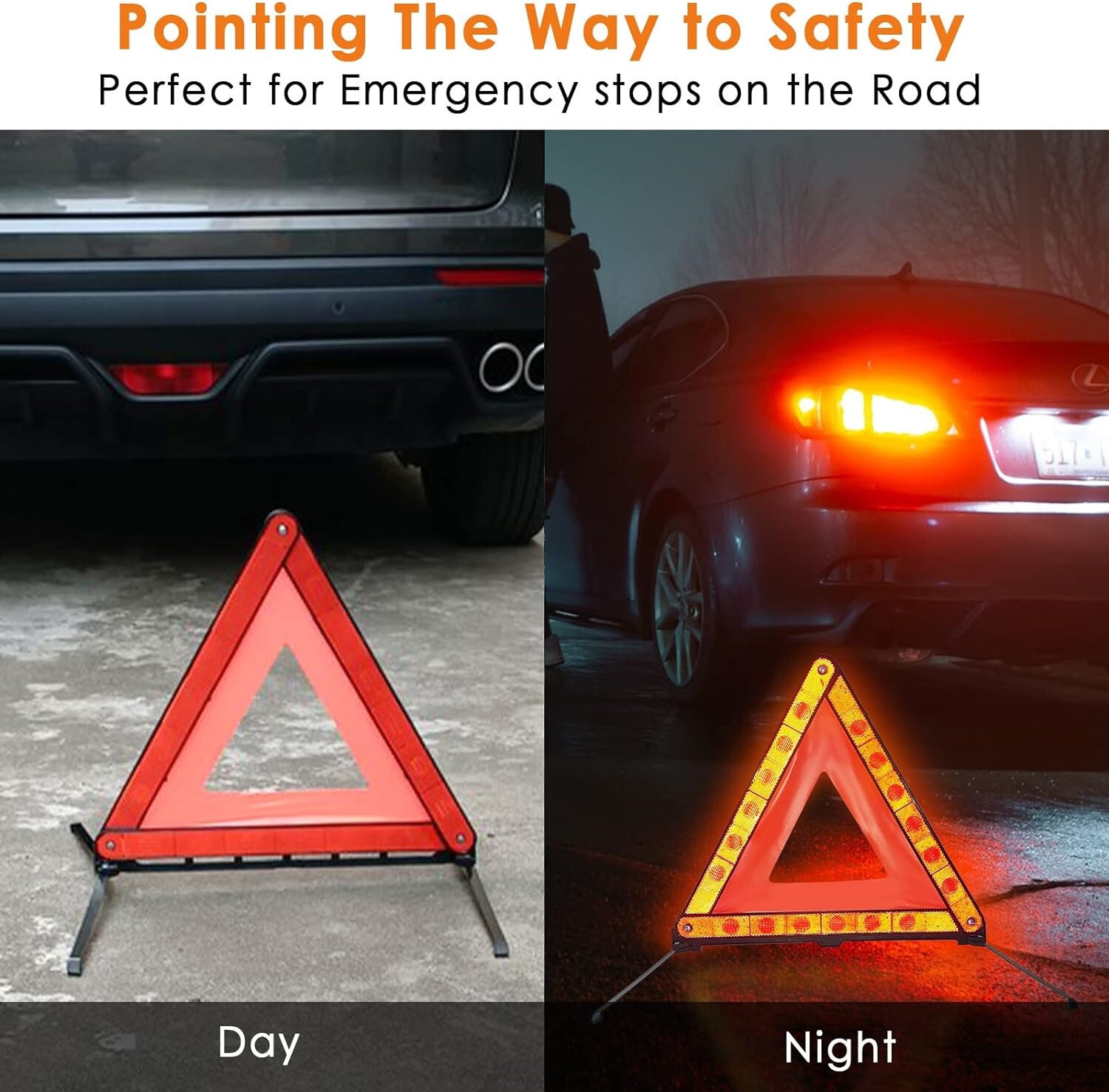 3PCS Car Emergency Warning Triangle DOT Approved Reflective Safety Roadside Kit