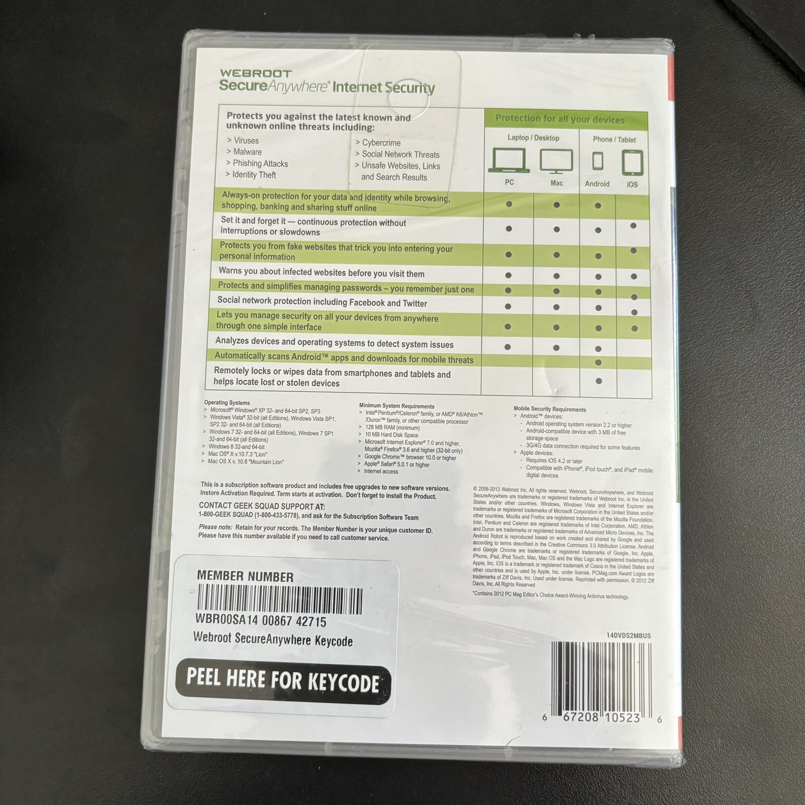Webroot Secure Anywhere PC/Mac/Mobile Android & iOS-3 Devices Internet Security