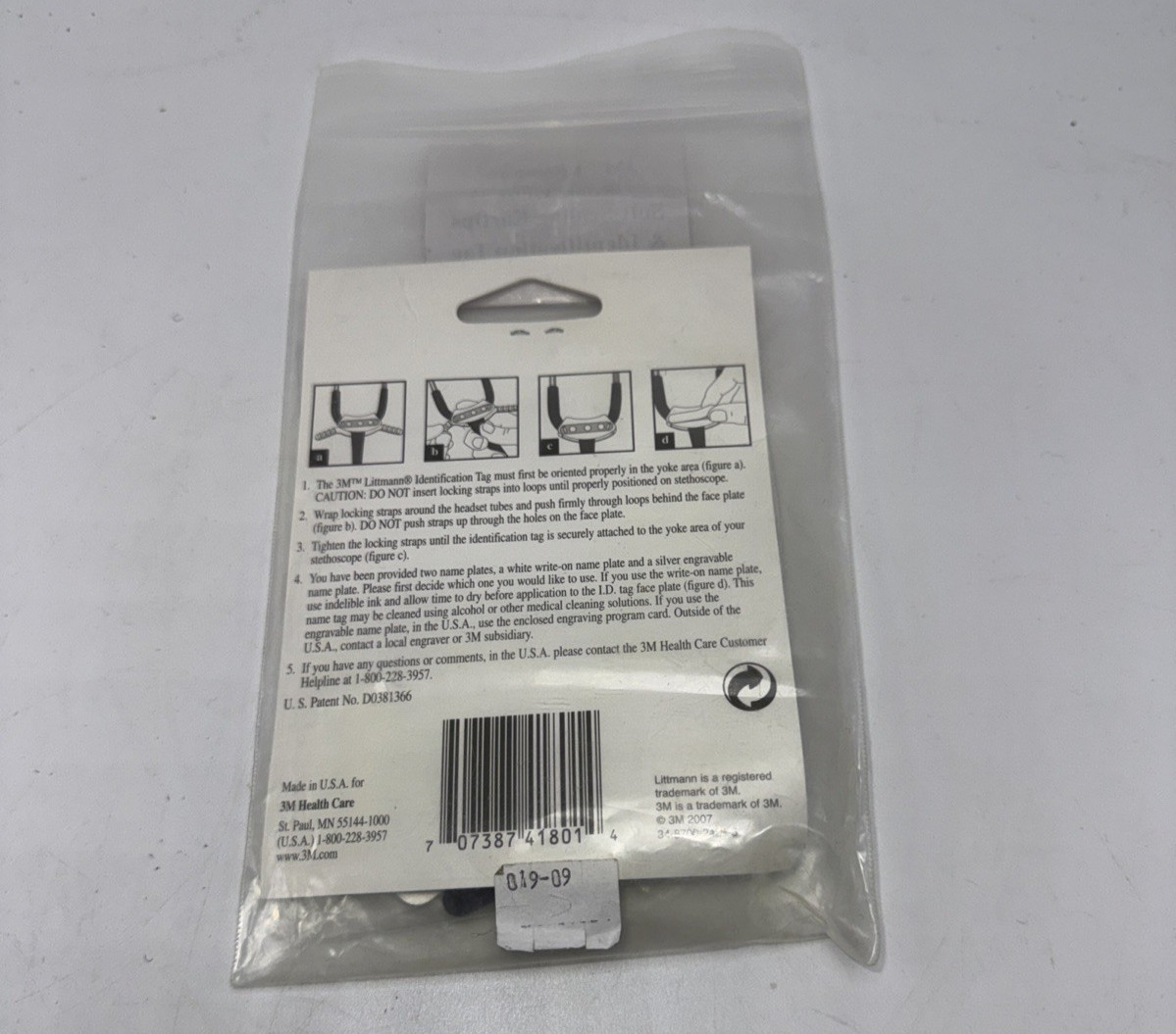 Littmann Stethoscope Identification ID Tag Black 3M 2170