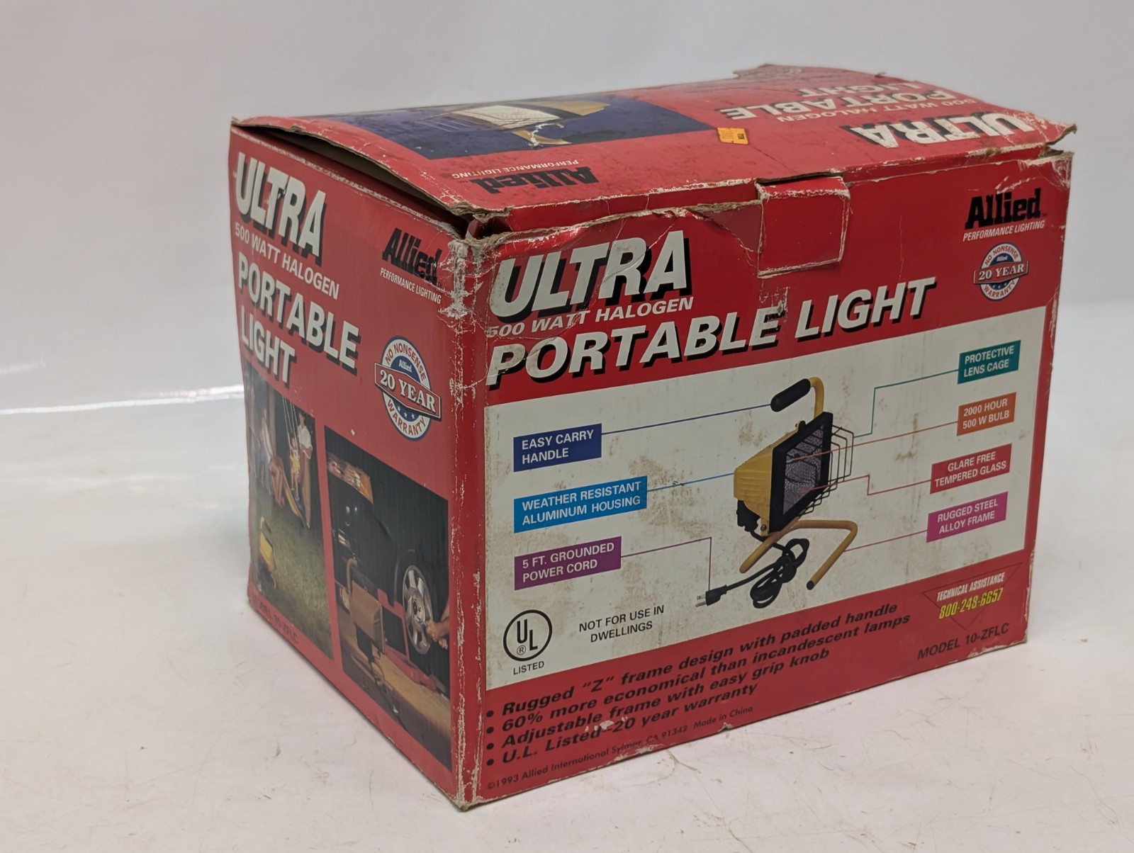 Allied 10-ZFLC 500 Watt Tungsten Halogen Ultra Portable Light w/Handle, 5Ft Cord