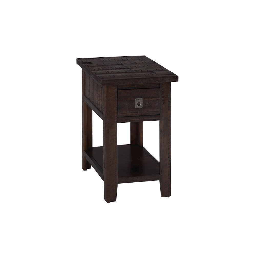 Kona Grove Distressed Rustic Solid Acacia Chairside End Table with Shelf