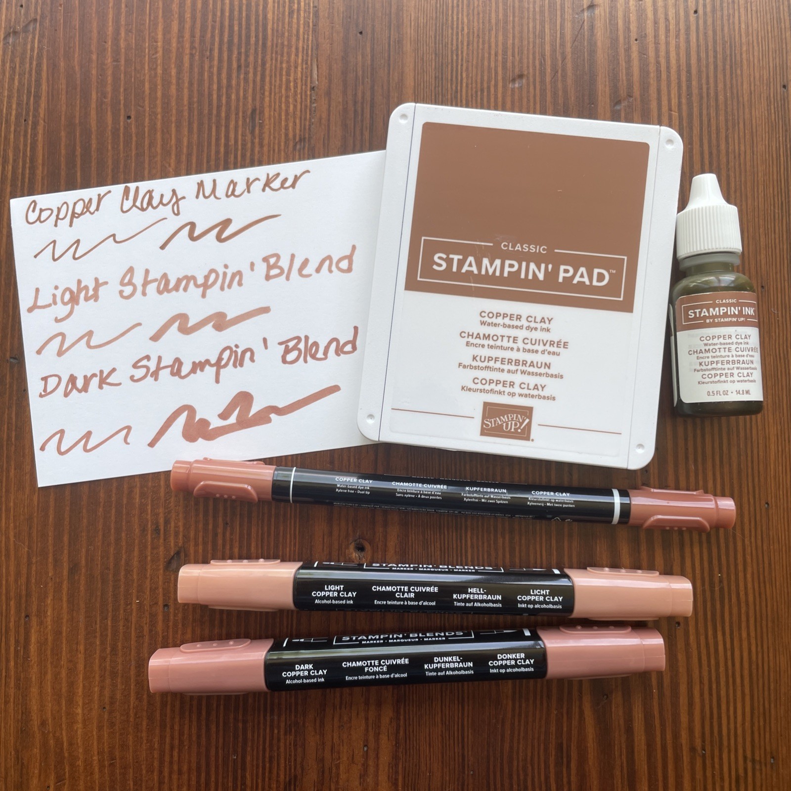 Stampin Up! COPPER CLAY Ink Pad, Ink Refill, Marker, Stampin’ Blends In Color