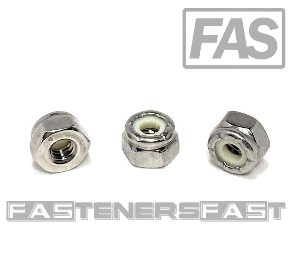 (25) 8-32 Stainless Steel Nylon Insert Lock Nuts - 316 Marine Grade Stainless