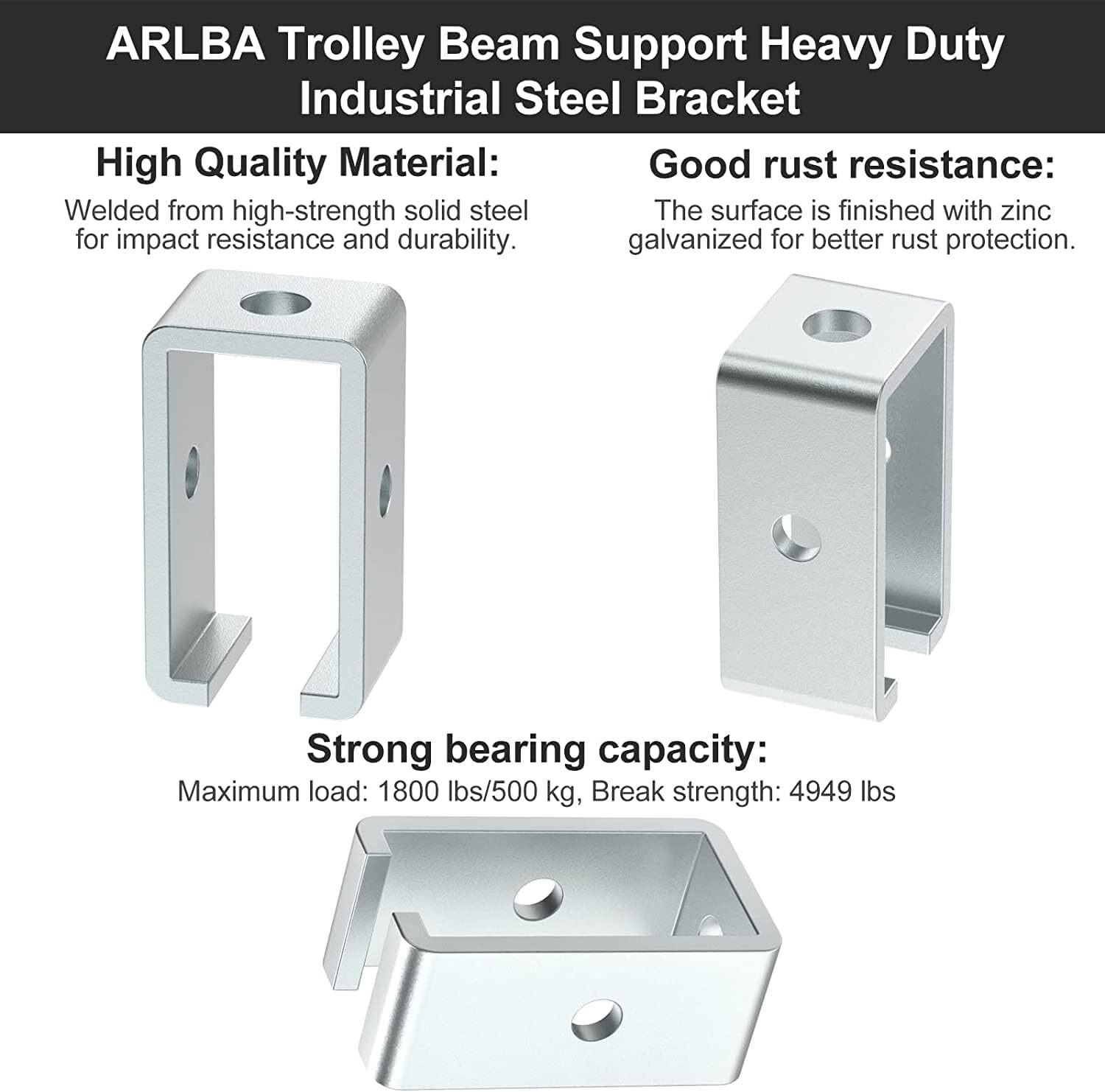 8 Pack Channel Trolley Track Support Hanger Bracket for All 1-5/8" Strut Channel