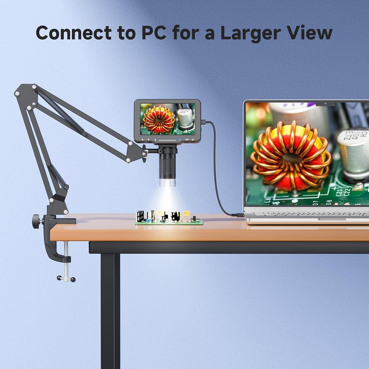 5" LCD Digital Microscope, 1000X Magnification Soldering Microscope for ElecT
