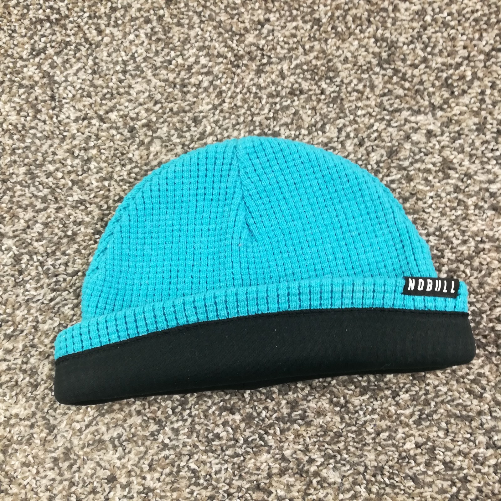 Nobull Waffle Knit Beanie Hat One Size Wool Blend Neon Blue