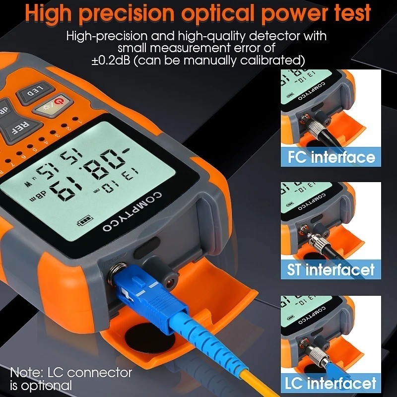 Optical Fiber Cable Tester Multimeter Tool Optical Power Meter with LED Light