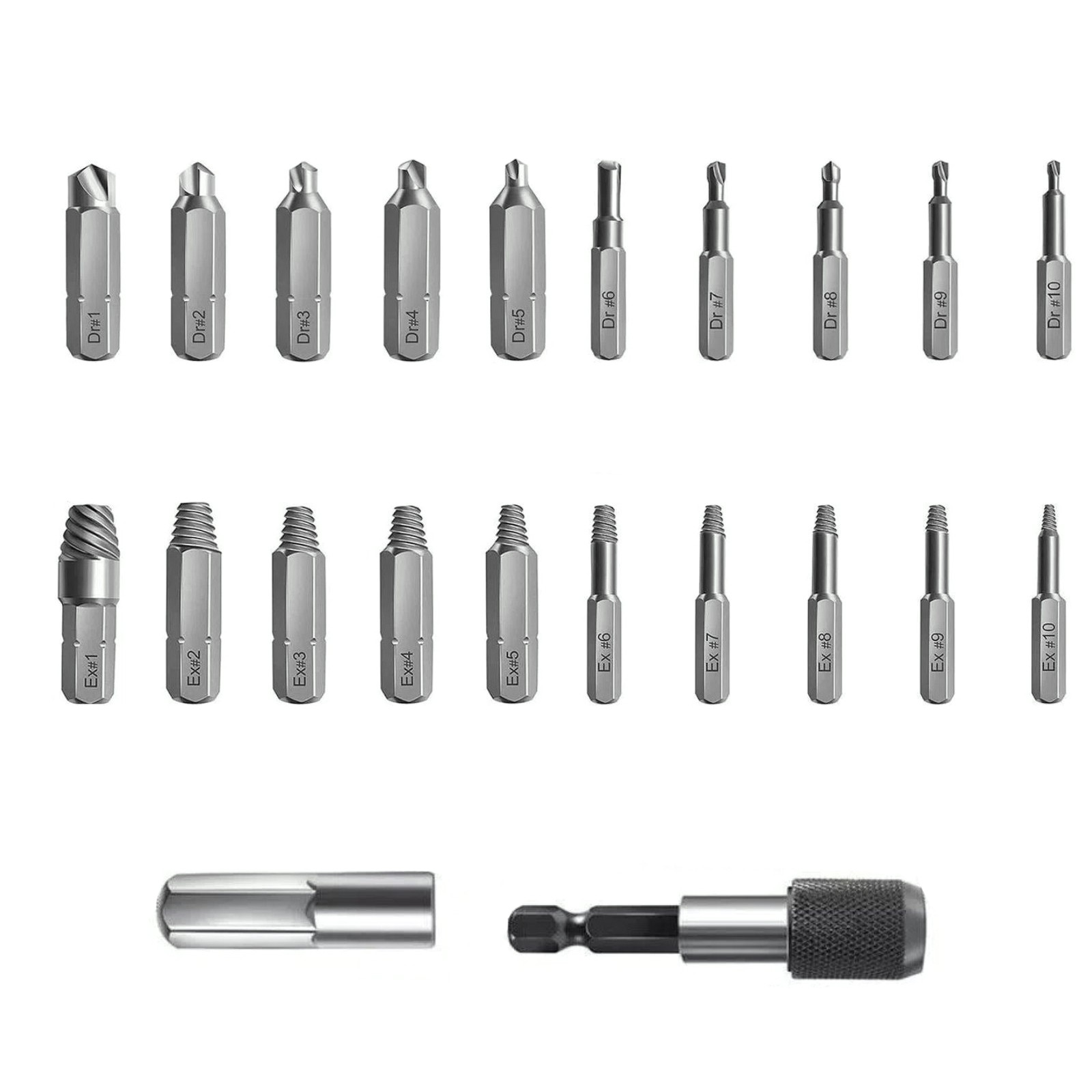 22* Broken Screw Extractor Remover Set Damaged Bolt Easy Out Stripped Drill Bit
