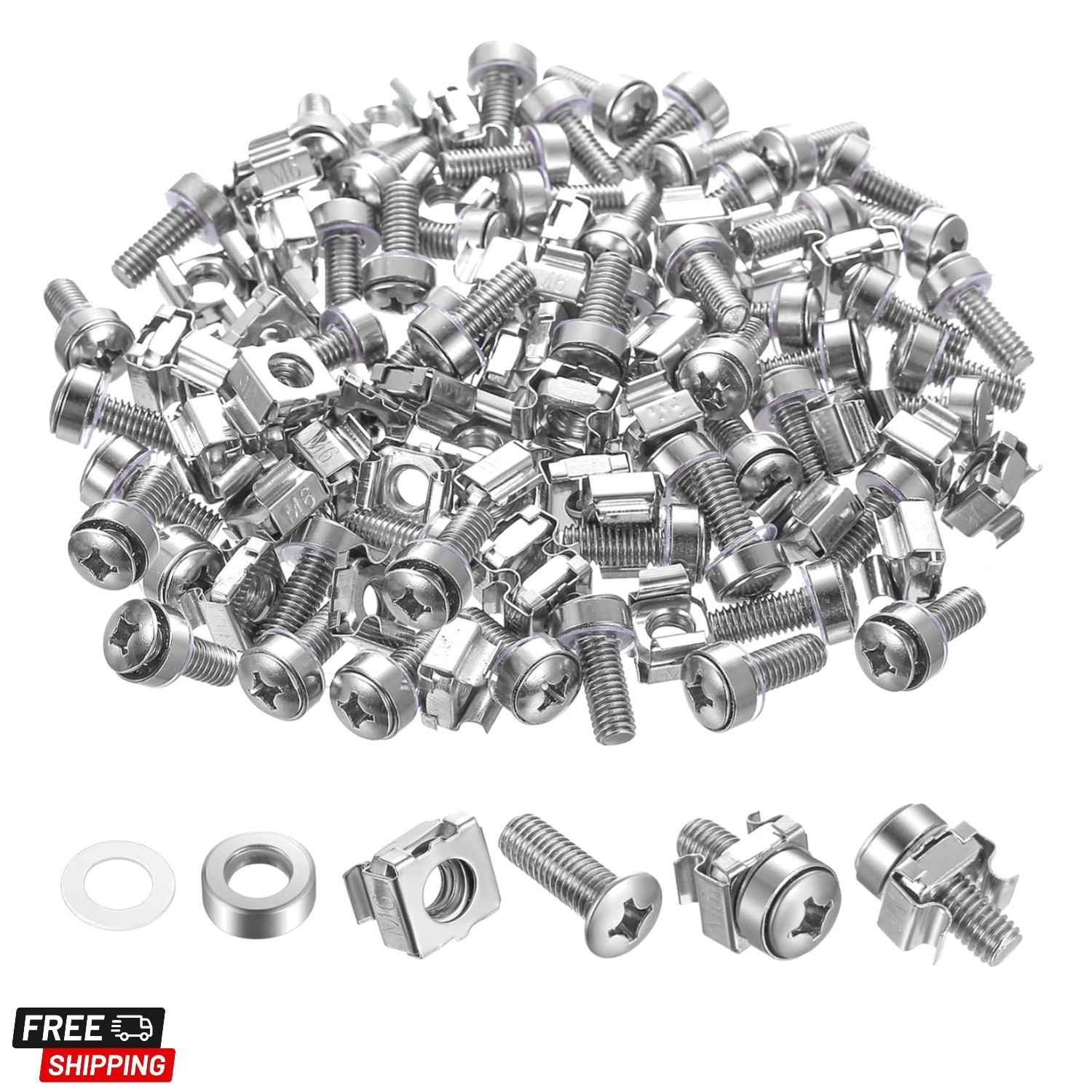 40 Pcs/20 Set Rack Mount Screws and Cage Nuts for Server Rack Cabinet, Silver...