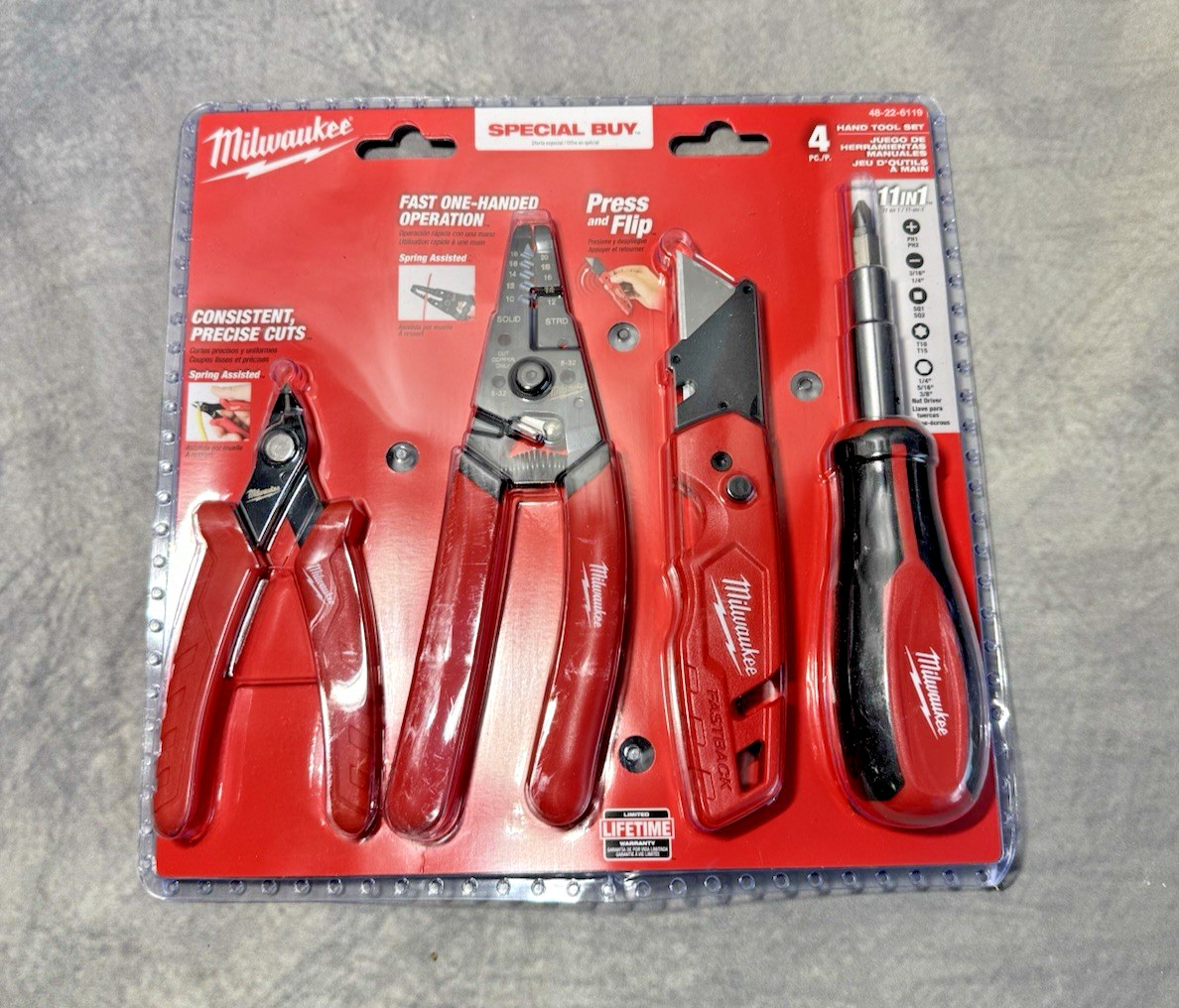 Milwaukee 48-22-6119 Electrician's Hand Tool Set, 4-Piece, Swing-Lock Wire