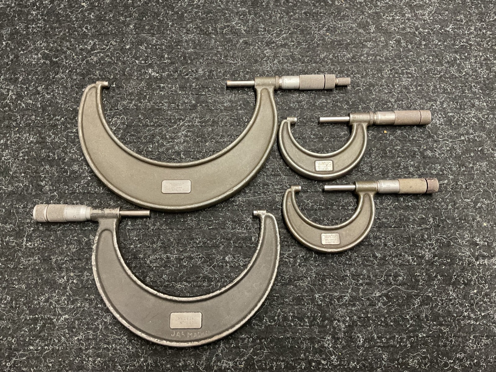 Vintage Lufkin 4 Piece 1912 1942 1946 1915 Outside Micrometer Machinist Tools