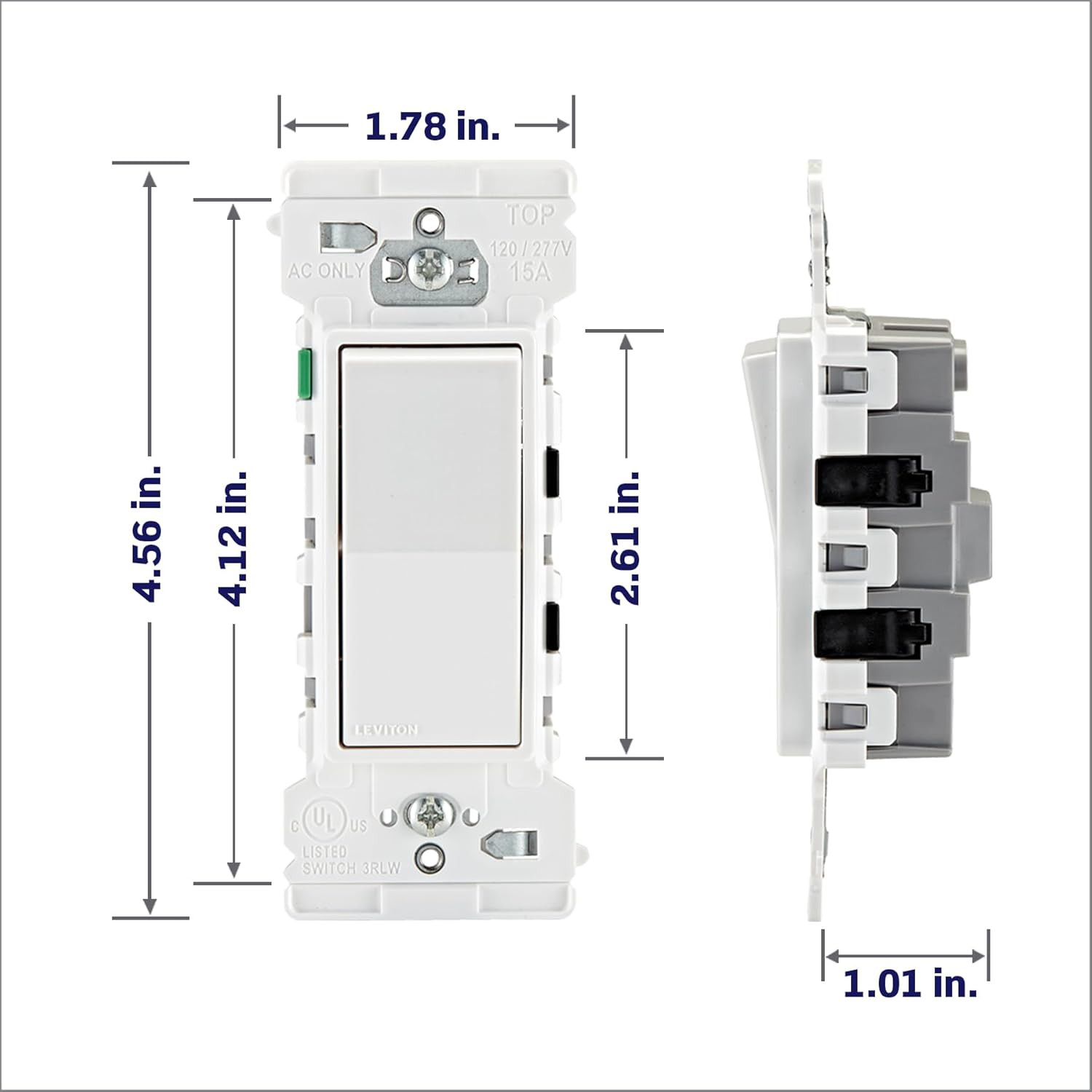 Lever Edge 15 Amp Single Pole Rocker Switch, 10-Pack, E5601-MW, White