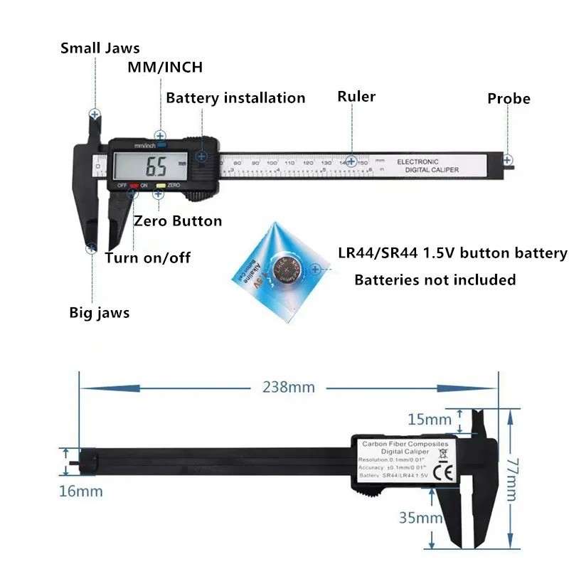 6" 150mm Digital Caliper Micrometer LCD Gauge Vernier Electronic Measuring Tool
