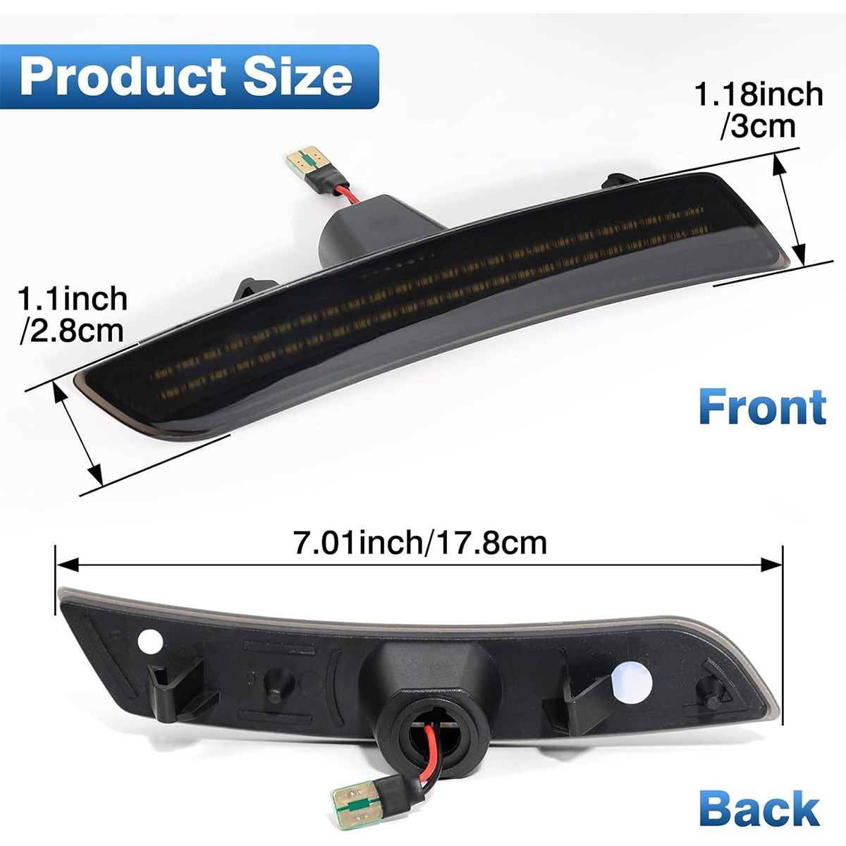 4X Dynamic White LED Side Marker Light Front Rear Set for Chevy Camaro 2016-2023