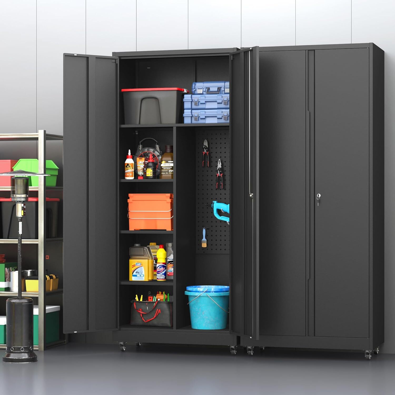 Rolling Tool Chest Tool Cabinet Storage Box Tool Garage Storage Cabinet w/ Lock