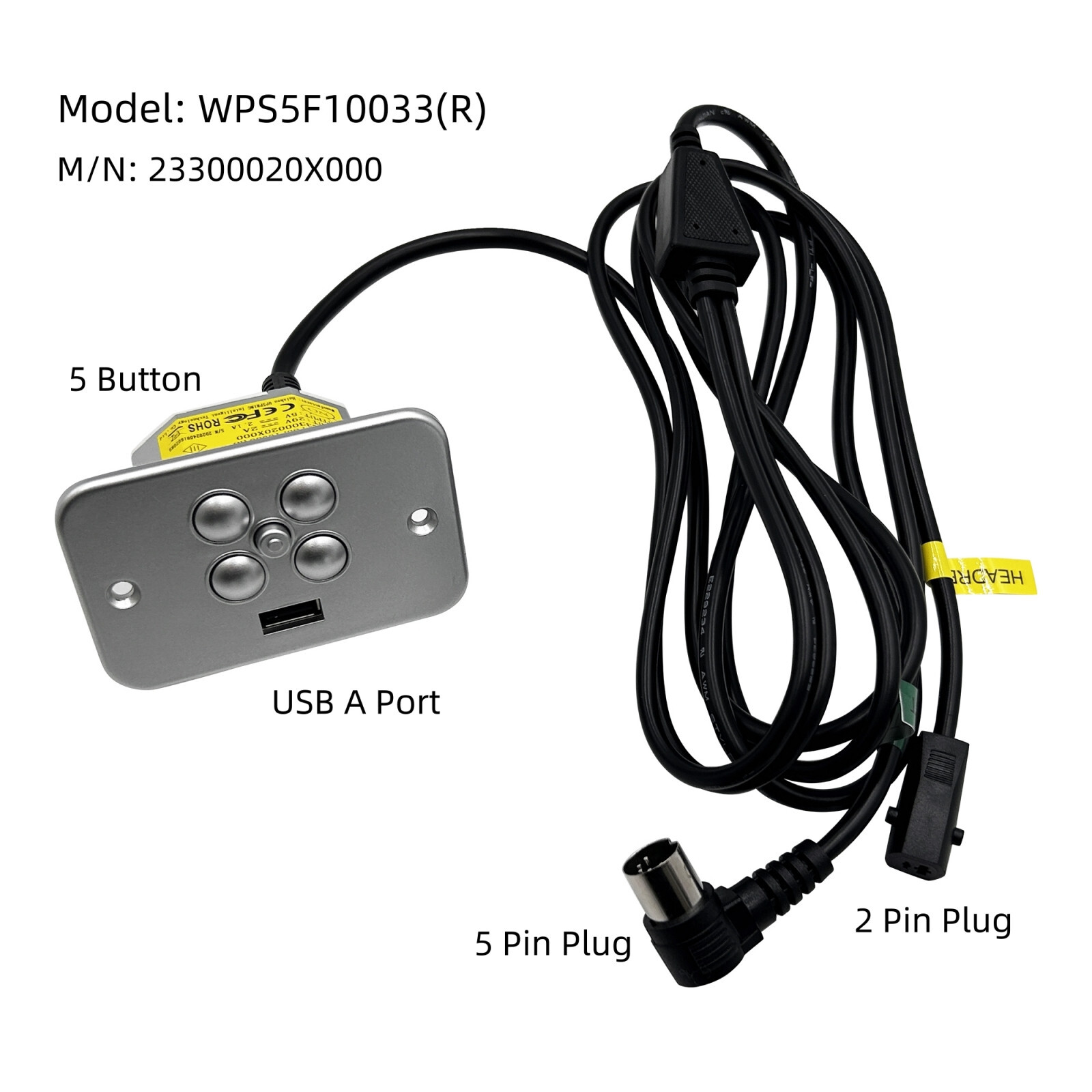 5 Button Power Recliner Switch Lift Chair Hand Control WPS5F10033 23300020X000