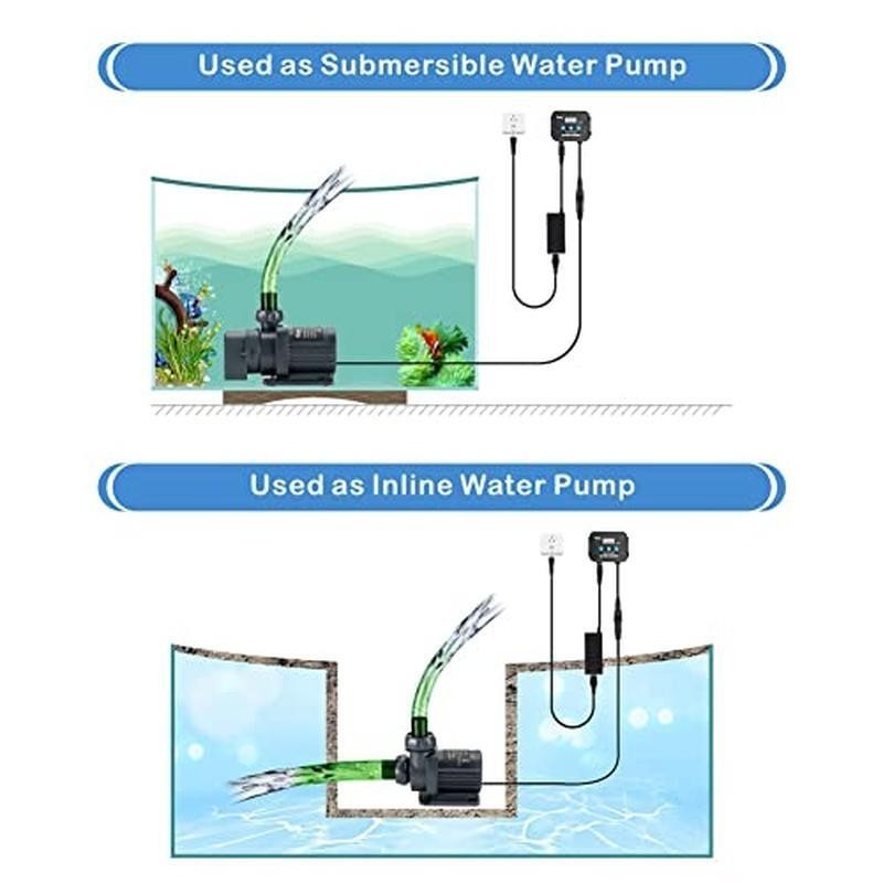 DC Water Pump 800 GPH Quiet Inline Submersible Sump Aquarium Controller New