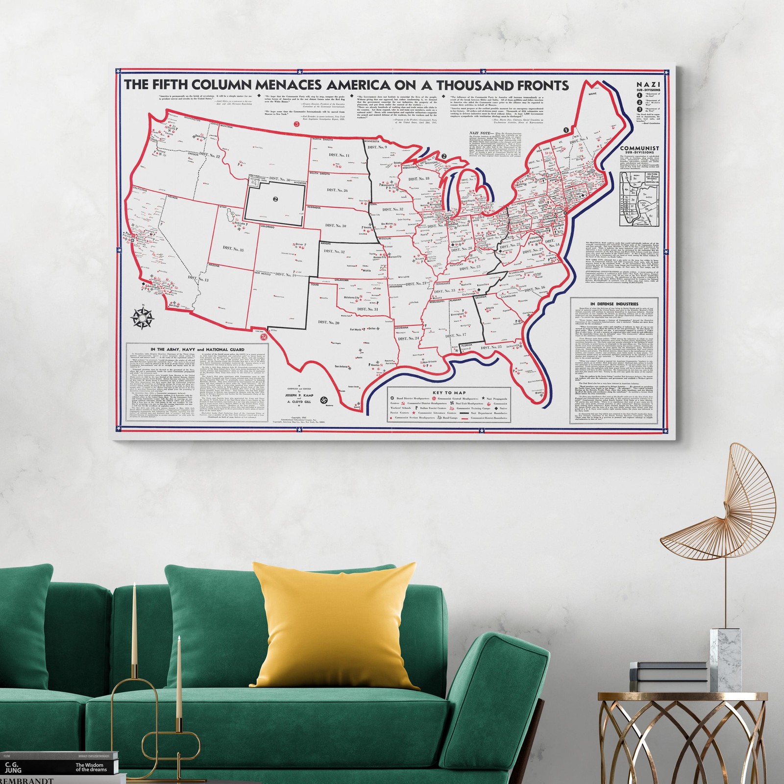 1941 Fifth Column Map of U.S. – WWII Propaganda & Espionage Threat Zones