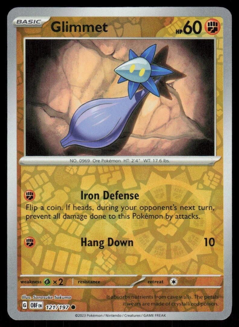 Pokemon - Glimmet - 121/197 - Reverse Holo - Obsidian Flames - NM/M