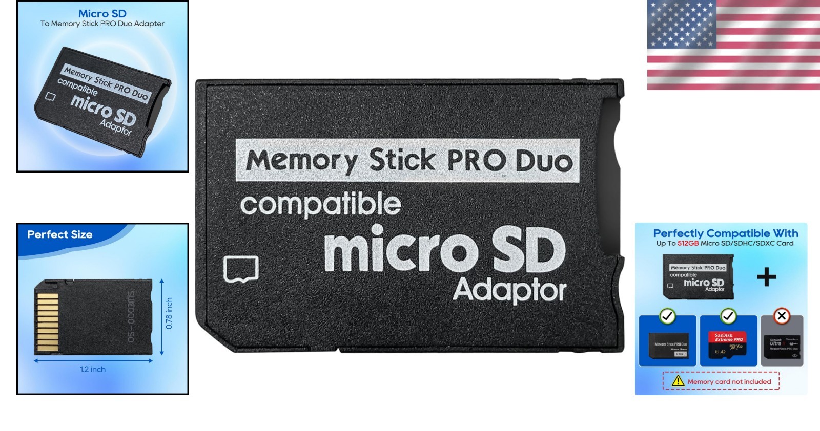 Memory Stick PRO Duo Adapter - Compatible with PSP 1000/2000/3000
