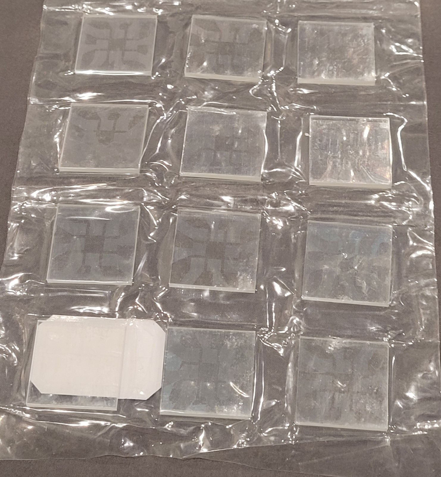 12Pcs FTO Conductive Laser Etched Glass 7 ohm/sq , 25.4x 25.4x2.2mm