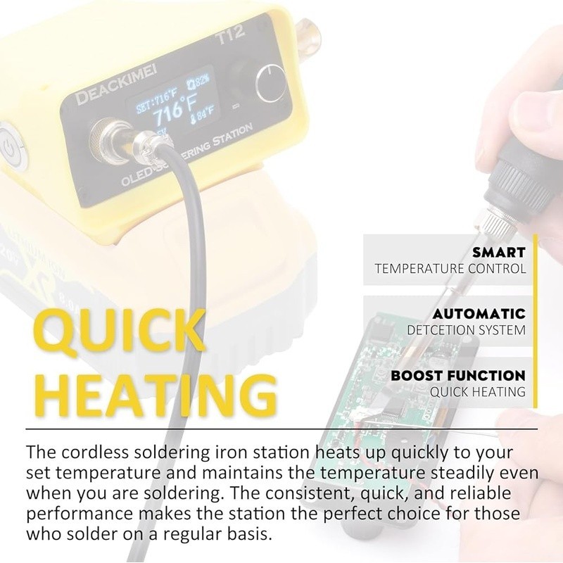 Portable Soldering Station 20V Compatible Adjustable Temp Fast Heating 80W New