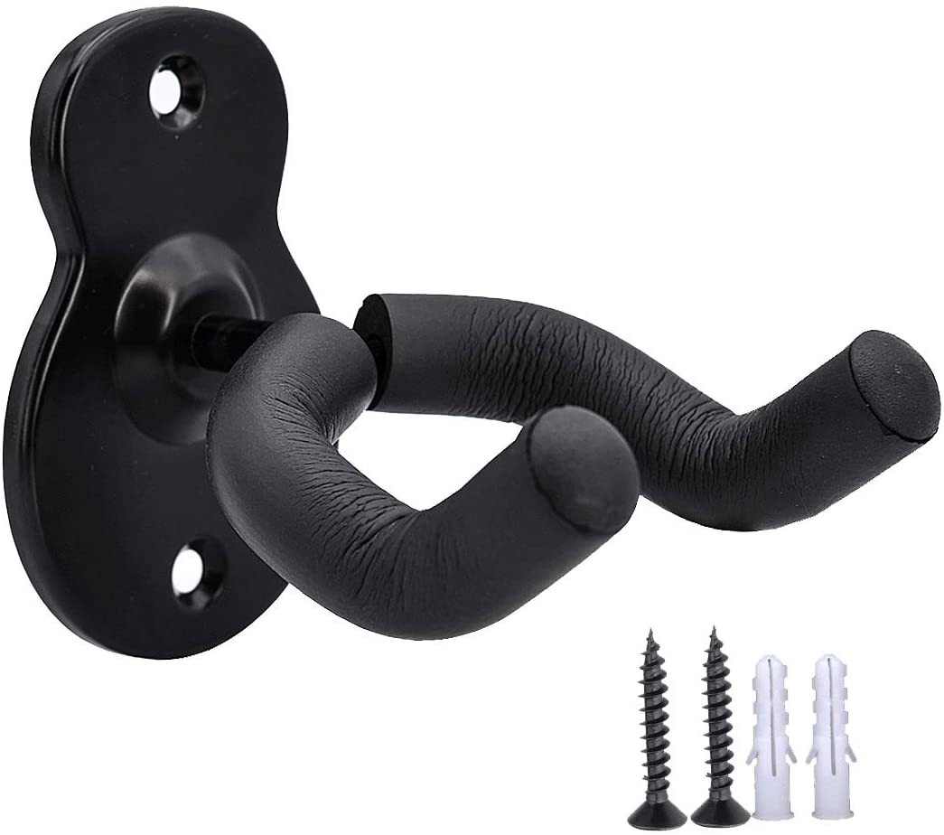 Guitar Wall Mount Hanger Acoustic Electric Bass Guitar Wall Hook Black Metal Hol