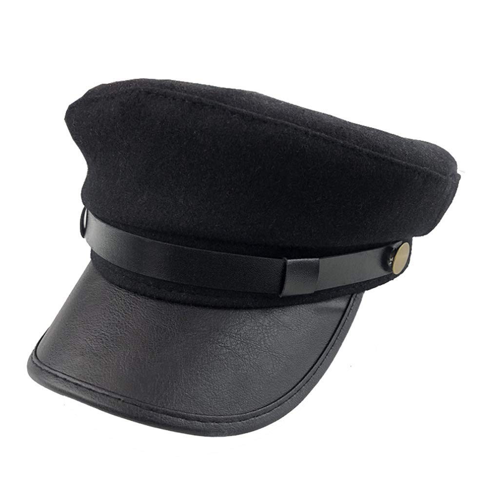 Black Chauffeur Hat Driver Classic British Flat Top 56-58cm,