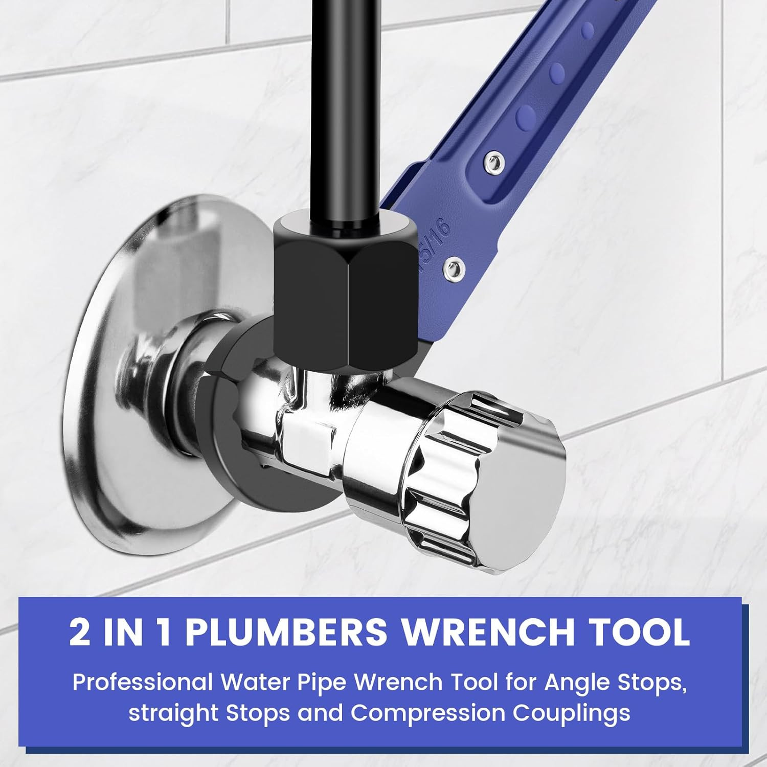 Plumbing Tools, Angle Stop Wrench Angle-On Wrench kit, Professional Plumbers wre