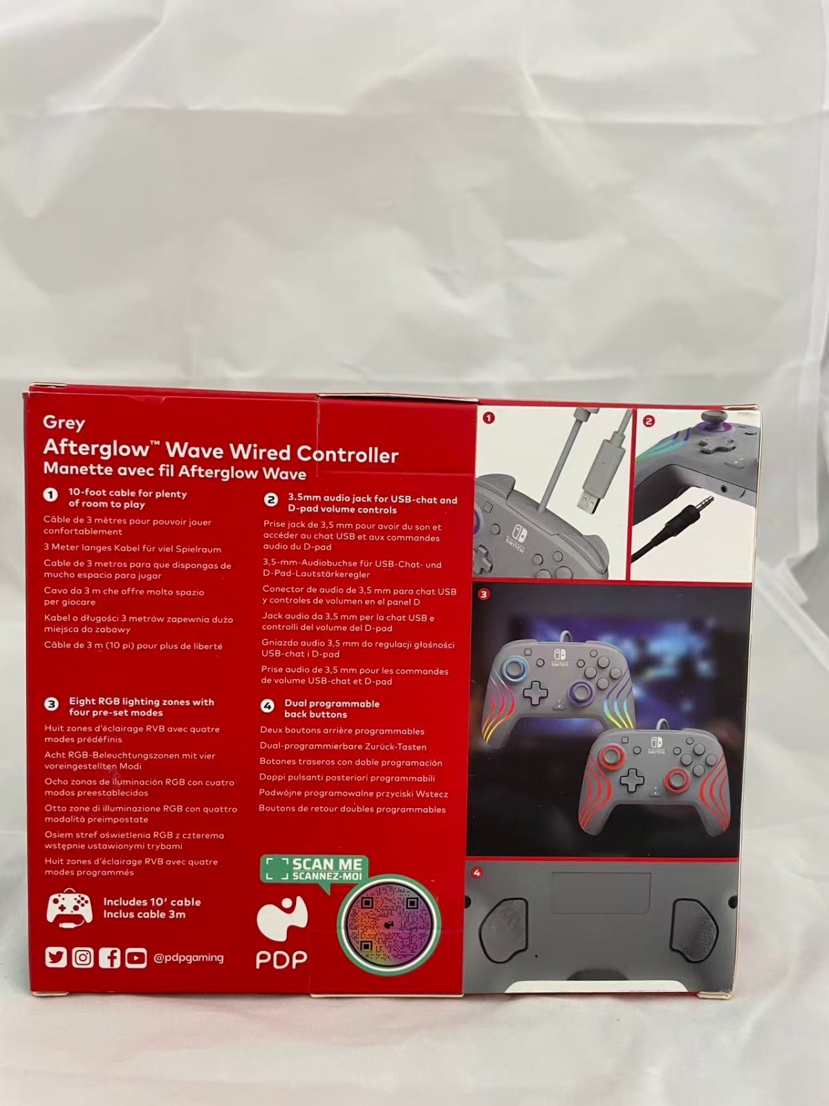 PDP Afterglow- Wave Wired Controller - Nintendo Switch-Grey Color-Brand New