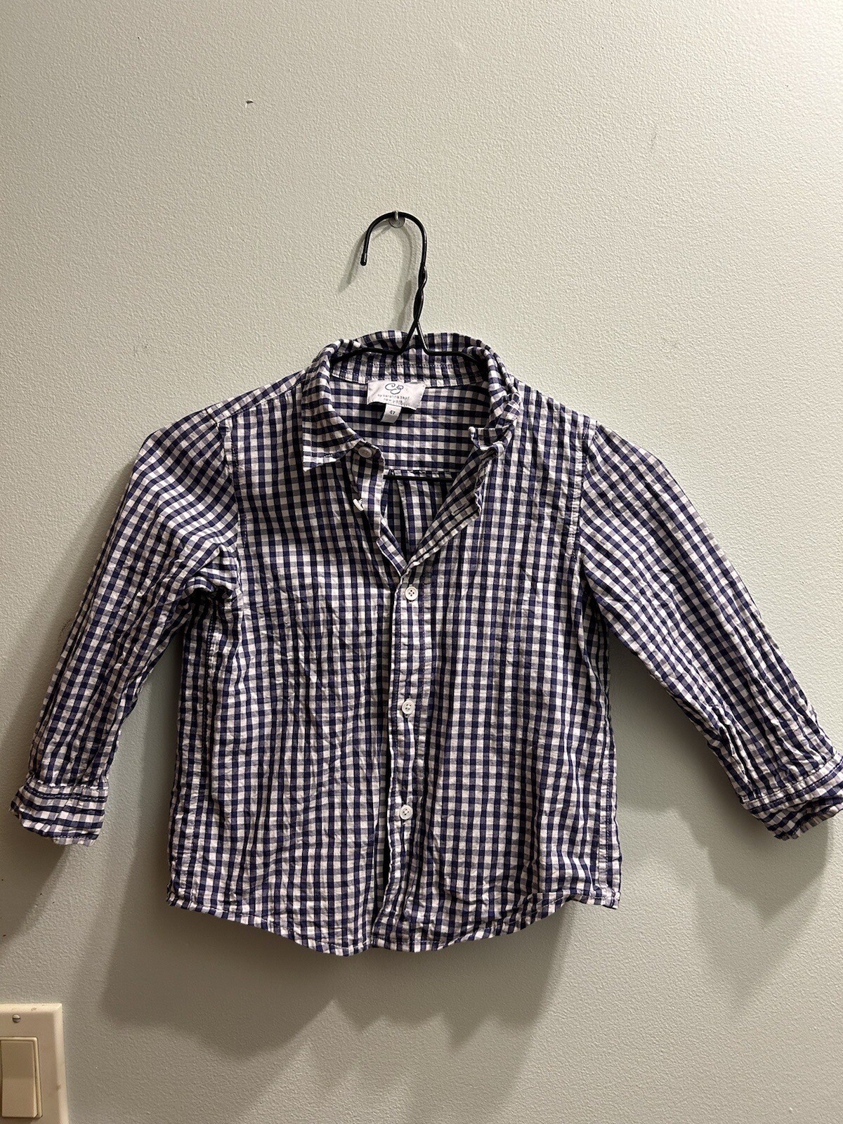 Toddler Boy Caroline Zapf Blue gingham button down size 4T