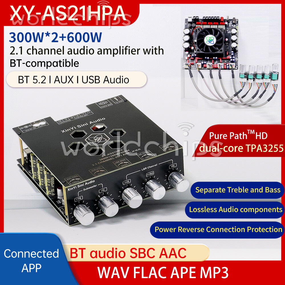 300W*2+600W TPA3255 Digital Amplifier Board 2.1 Channel Audio Amplifier Class D