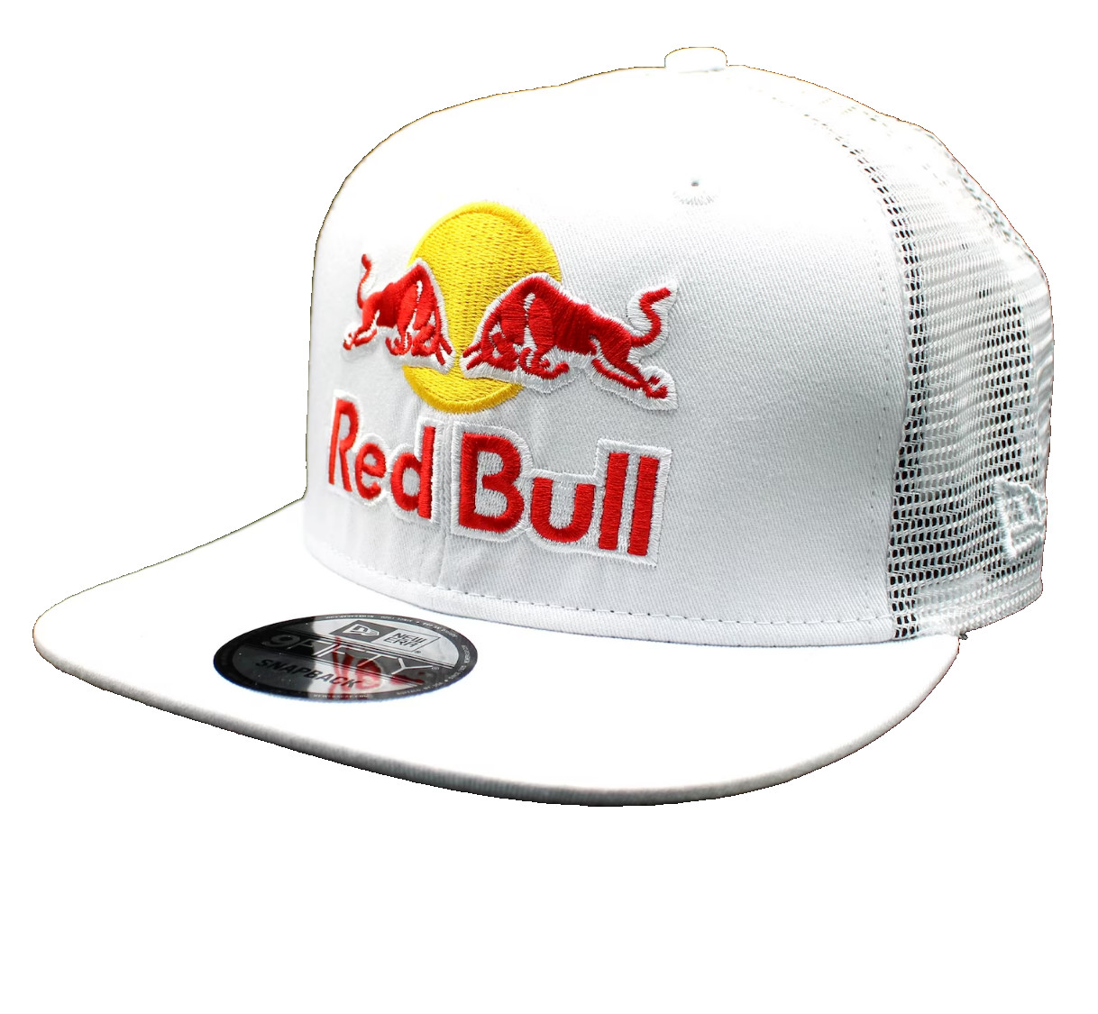 R -White Flat Brim Trucker Cap. 3 logos. Snapback. F1 Racing. MotoGP. Supercross