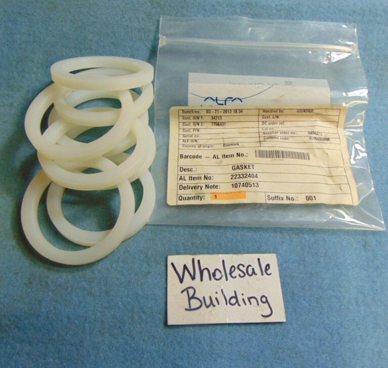 ALFA LAVAL GASKETS 22332404 O.D. 2-3/8" I.D. 1-7/8" 1/4" THICKNESS (LOT OF 8)